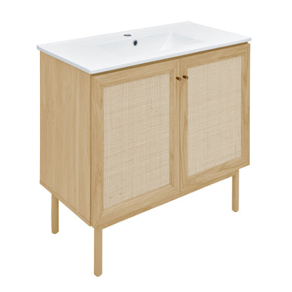 Classe 36" Freestanding Bathroom Vanity in Natural Oak with Sink Top