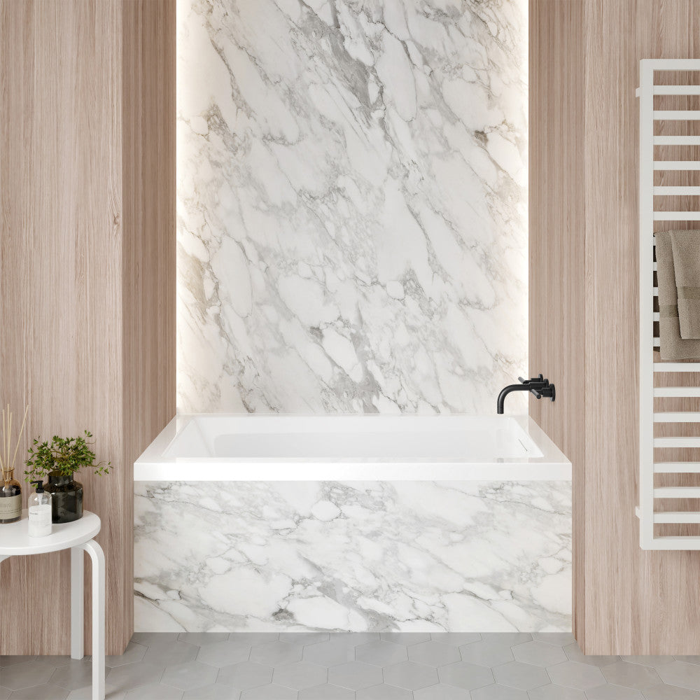 Voltaire 54 x 30 Right Drain Soaking Alcove Bathtub in Glossy White with Integrated Overflow, Drain Included