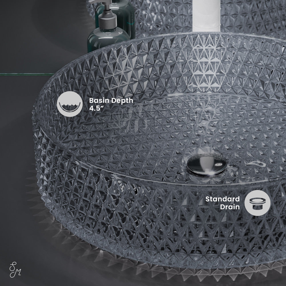 Cache 15.75" Round Glass Vessel Sink in Black