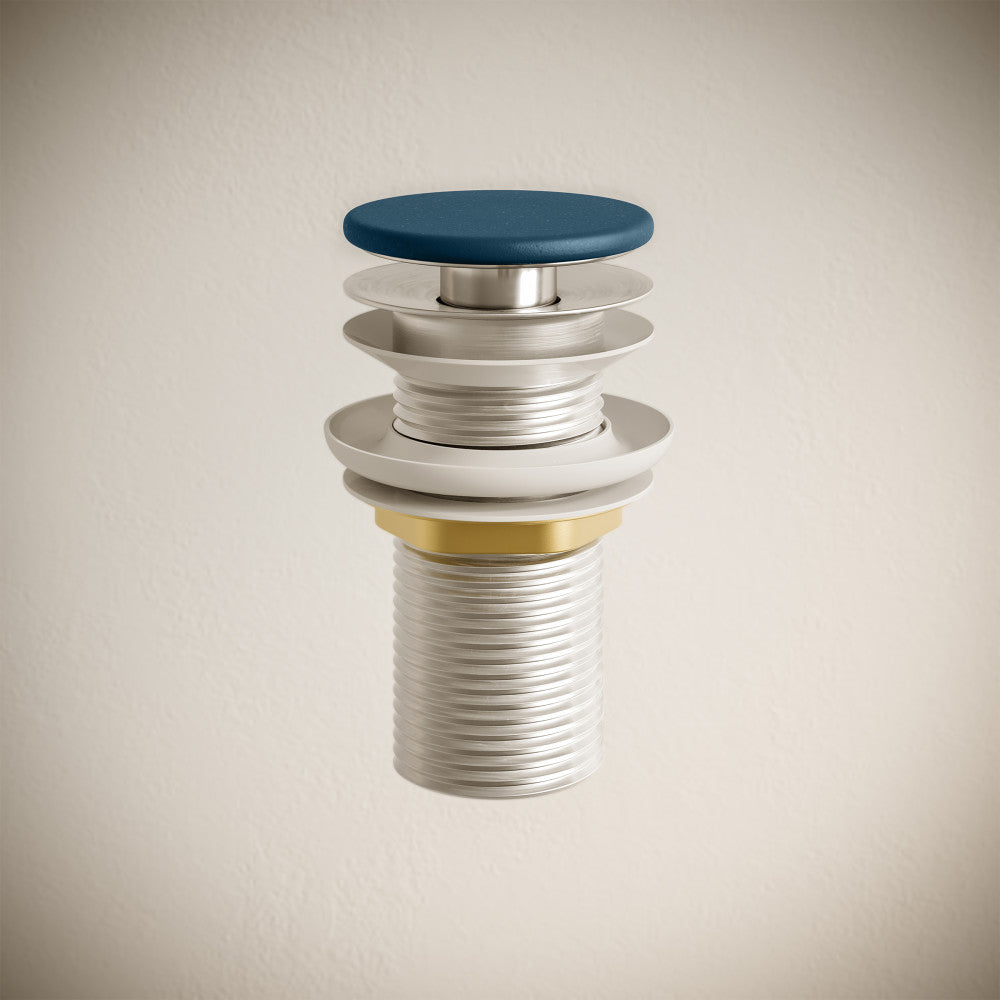 Lisse Concrete Bathroom Sink Non-Overflow Pop Up Drain in Matte Royal Blue