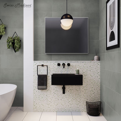 Delice 24" Rectangle Wall-Mount Bathroom Sink in Matte Black