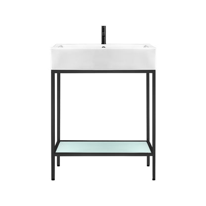 Pierre 24" Open Shelf Black Frame Freestanding Bathroom Vanity with Sink Top