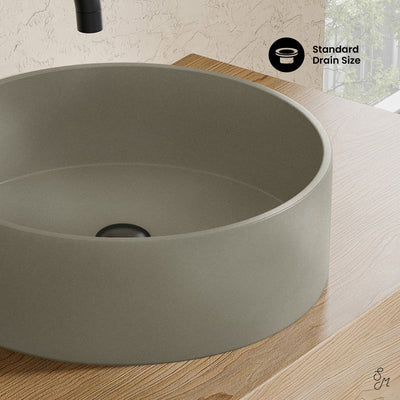 Lisse 14.5" Concrete Round Vessel Sink in Matte Taupe