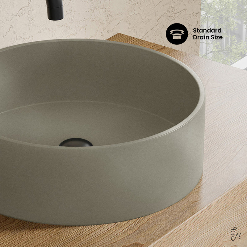 Lisse 14.5" Concrete Round Vessel Sink in Matte Taupe