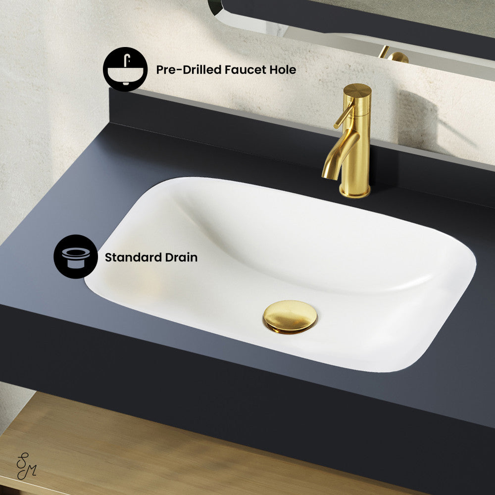 Avancer 36" Wall-Mounted Bathroom Vanity in Natural Oak with Black Marble Sink Top