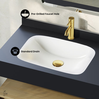 Avancer 36" Wall-Mounted Bathroom Vanity in Natural Oak with Black Marble Sink Top