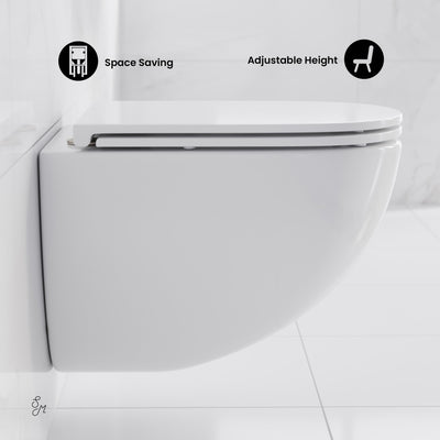 St. Tropez Wall-Hung Toilet Bundle 0.8/1.6 GPF Dual Flush in Glossy White with Black Flush Plate