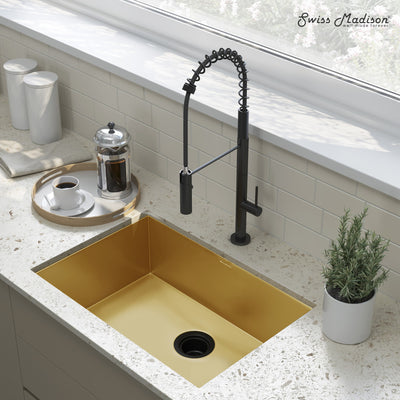 Tourner 26 x 18 Stainless Steel, Single Basin, Undermount Kitchen Sink, Gold