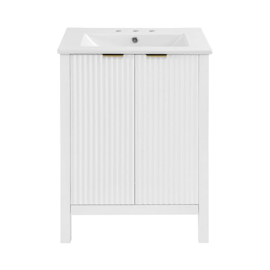 Bastille 24 in. White Bathroom Vanity With White, 3-Hole Ceramic Sink Top