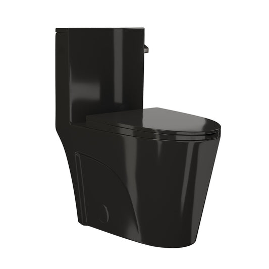 St. Tropez One-Piece 12" Rough-in 1.28 GPF Right-Hand Flush Elongated Toilet in Glossy Black
