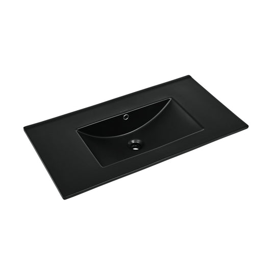 36" Zero Hole Vanity Sink Top in Glossy Black