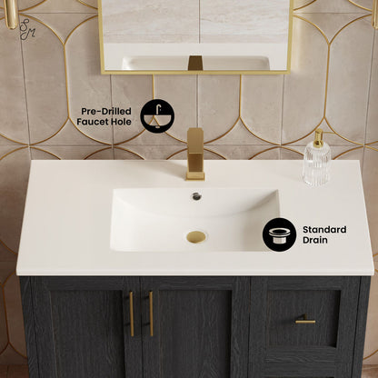 Forme 36" Modular Freestanding Bathroom Vanity with Sink Top in Black Oak