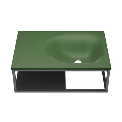 Lisse 24" Rectangle Concrete Wall-Mount Bathroom Sink in Royal Green with Matte Black Frame