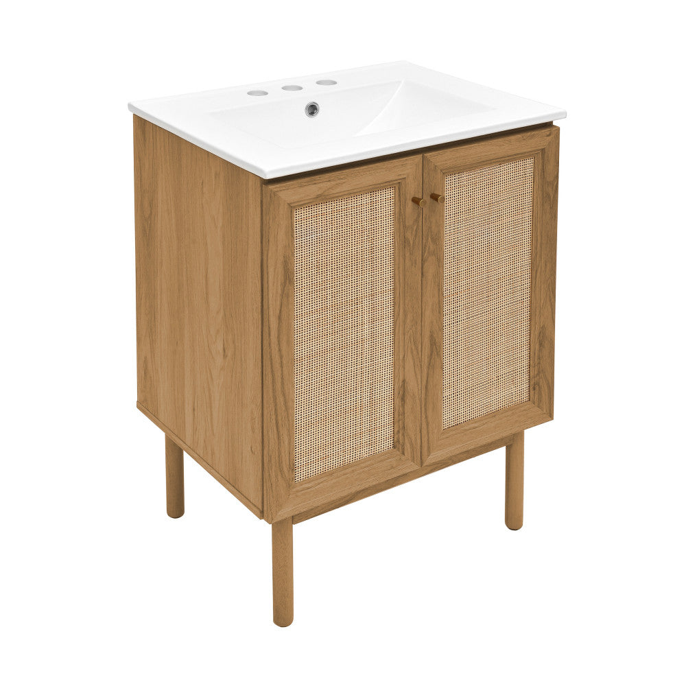 Classe 24" Freestanding Bathroom Vanity in Golden Oak with 3-Hole Centerset Sink Top