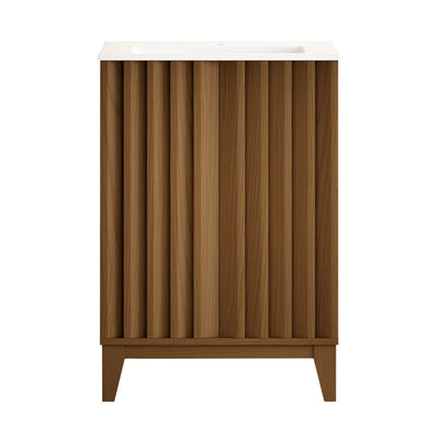Troyes 24" Freestanding Bathroom Vanity in Brown Oak with Sink Top