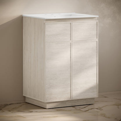 St. Tropez 24" Freestanding Bathroom Vanity in White Oak with 3-Hole Widespread Sink Top