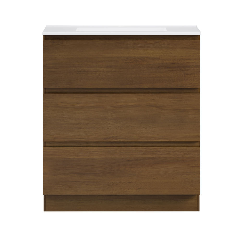Liberte 30" Freestanding Bathroom Vanity in Brown Oak with Sink Top