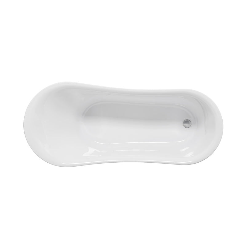 Cache Single Slipper, Clawfoot Soaking Acrylic Bathtub, Chrome Clawfoot