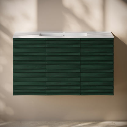 Cascade 36" Wall-Mounted Bathroom Vanity in Green Oak with Sink Top