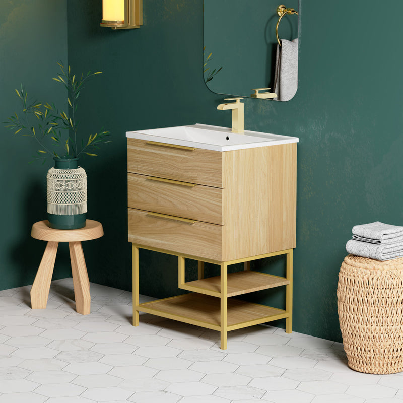 Carre 24" Bathroom Vanity in Oak