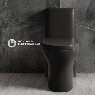 Monaco One-Piece Elongated Toilet Dual-Flush, Matte Black 1.1/1.6 gpf