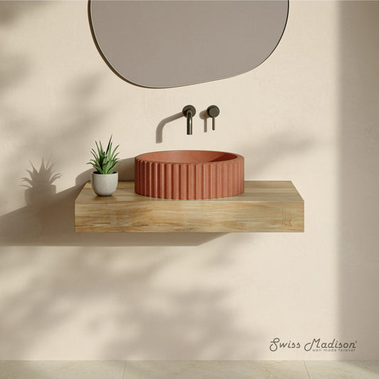 Lafayette 16" Round Concrete Vessel Sink in Terracotta