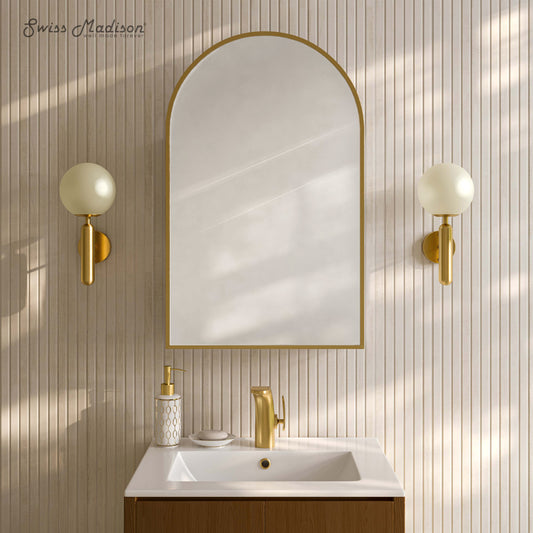 Porte 20 x 30 Arched Recessed/Wall Mount Medicine Cabinet with Mirror in Gold