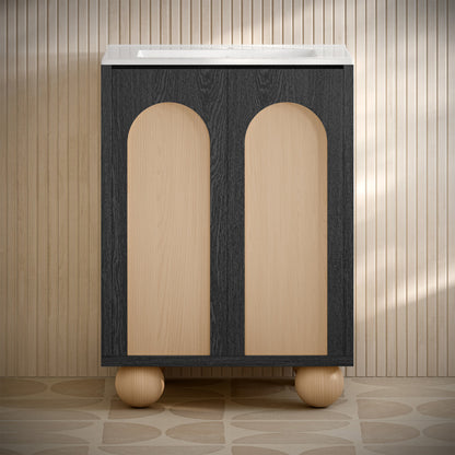 Plaisir II 24" Freestanding Bathroom Vanity in Black Oak with Sink Top