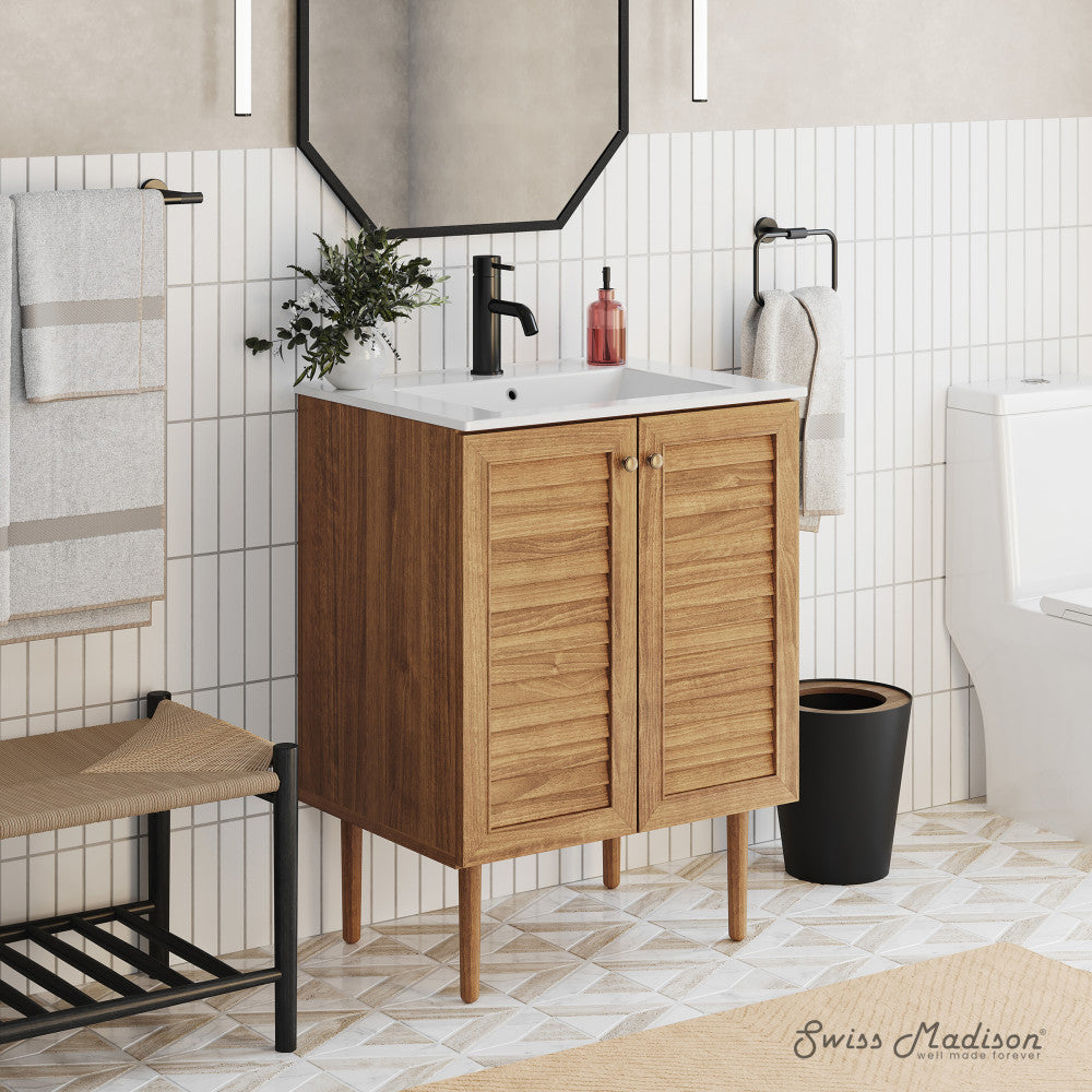 Bron 24" Freestanding Bathroom Vanity in Golden Oak with Sink Top