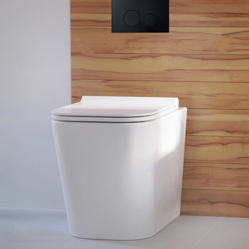 Concorde Back-to-Wall Toilet Bundle 0.8/1.6 GPF Dual Flush in Glossy White with Black Flush Plate