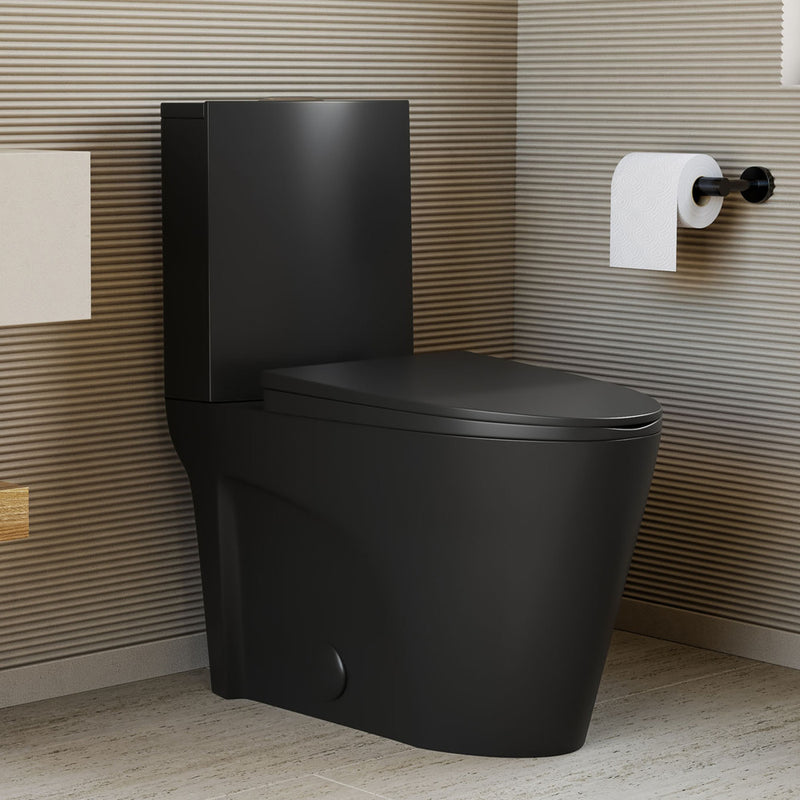 St. Tropez Two-Piece 12" Rough-in 1.1/1.6 GPF Dual Top Flush Elongated Toilet in Matte Black