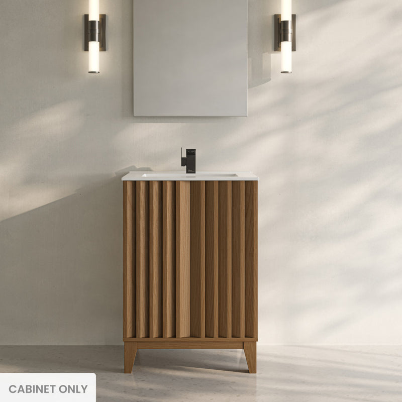 Troyes 24" Freestanding Bathroom Vanity Cabinet without Top in Brown Oak