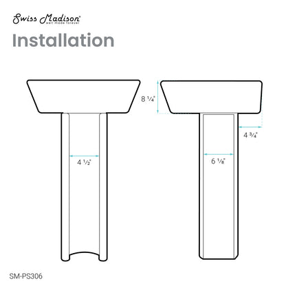 Sublime Two-Piece Glossy White Ceramic Rectangular Pedestal Sink