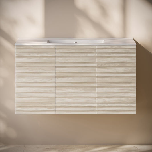 Cascade 36" Wall-Mounted Bathroom Vanity in White Oak with Sink Top