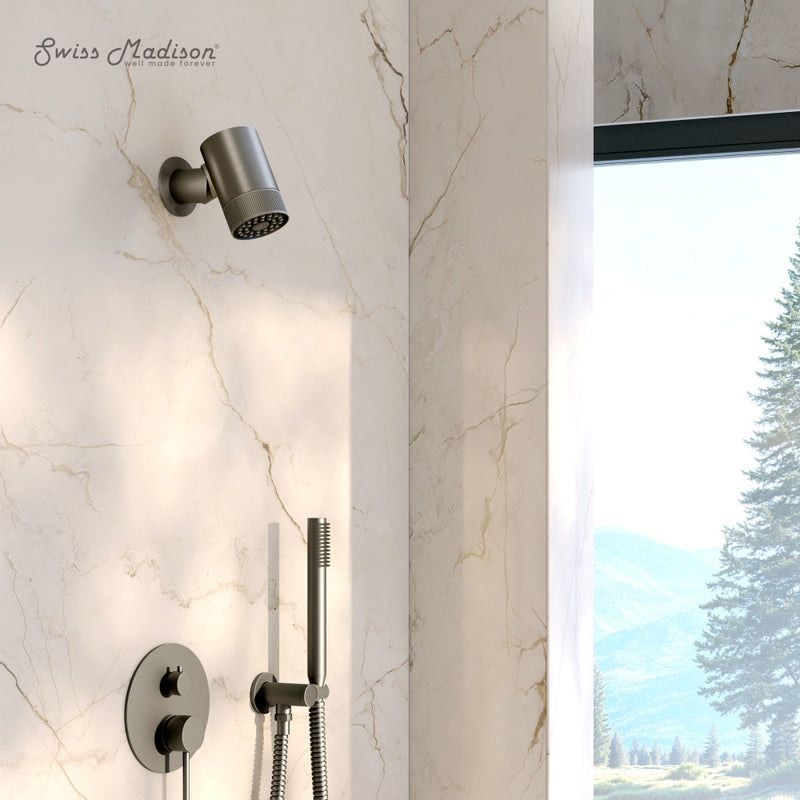 Lumiere 2-Spray Patterns 2.5 GPM Wall Mount Fixed Shower Head in Brushed Nickel