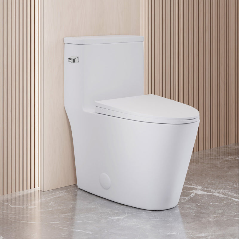 Dreux One-Piece 12" Rough-in 1.28 GPF Left Flush Elongated Toilet in Glossy White