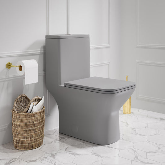 Carre One-Piece Square Toilet Dual-Flush in Matte Gray1.1/1.6 gpf