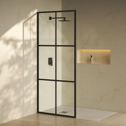 Virage 34 x 76 Framed Fixed 3/8 in. (10mm) Clear Tempered Glass Shower Door with Black Matte Frame