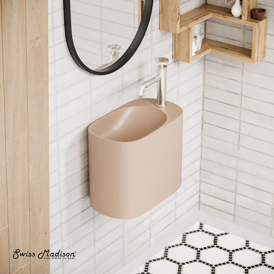 Terre 18" Right Side Faucet Wall-Mount Bathroom Sink in Pastel Peach