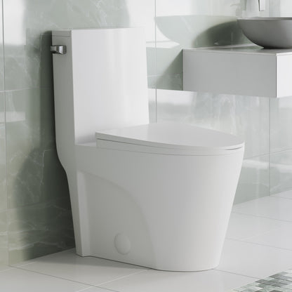 St. Tropez One-Piece 10" Rough-in 1.28 GPF Left Flush Elongated Toilet in Glossy White (6 - Pack)