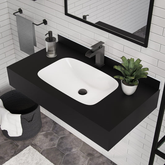 Avancer 36'' Wall Mount Sink In Black Marquina