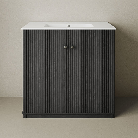 Lafayette 36" Freestanding Bathroom Vanity in Black Oak with Sink Top