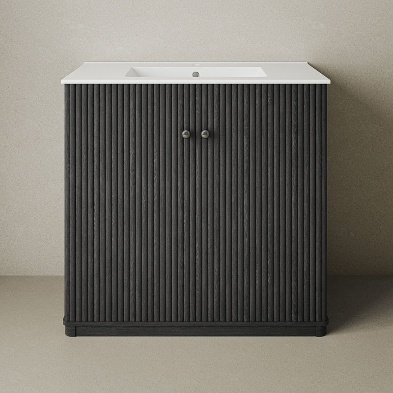 Lafayette 36" Freestanding Bathroom Vanity in Black Oak with Sink Top