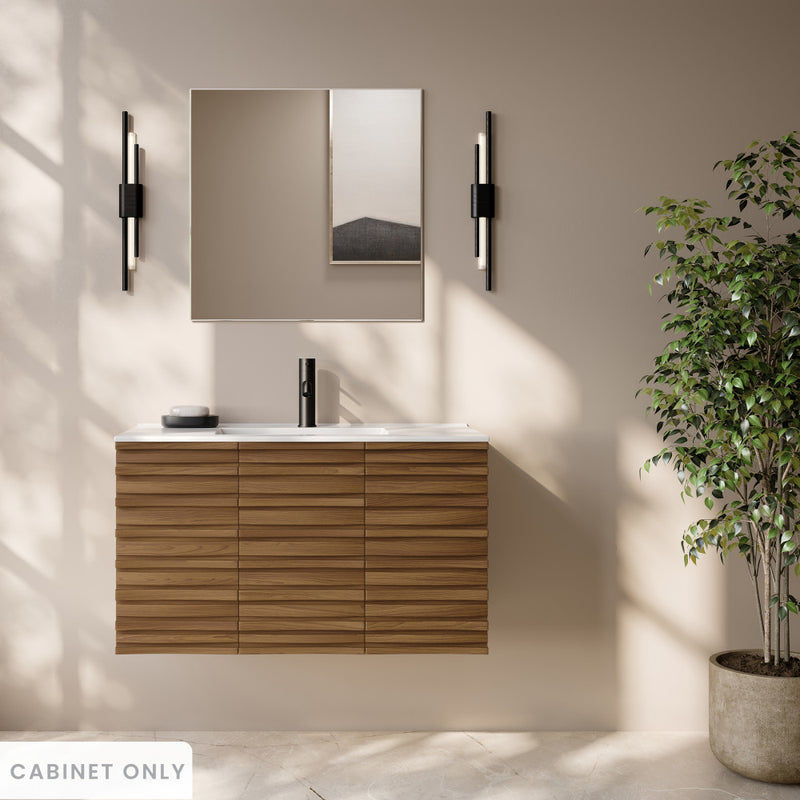 Cascade 36" Wall-Mounted Bathroom Vanity Cabinet without Top in Brown Oak