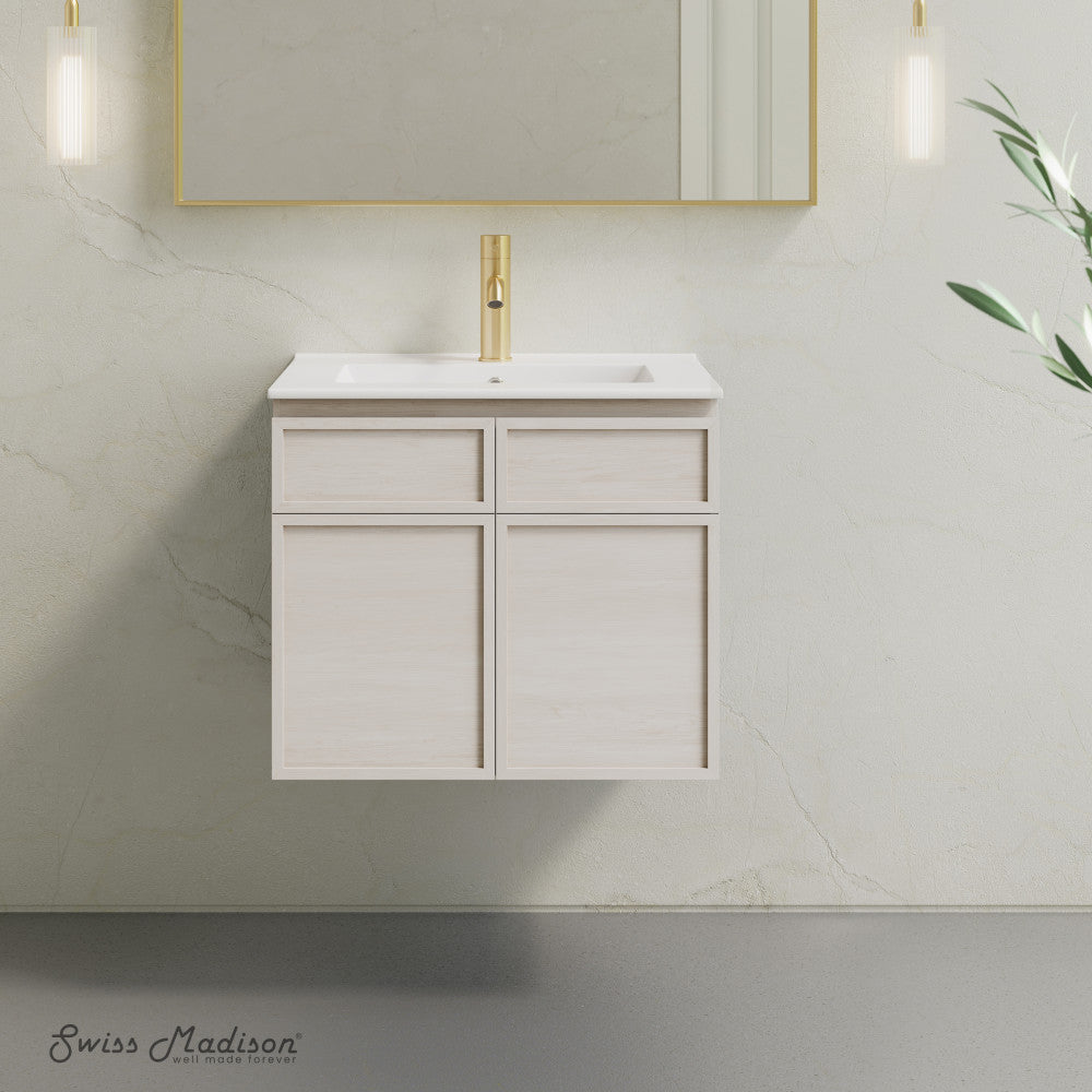 St. Tropez 24" Wall-Mounted Bathroom Vanity in White Oak with Sink Top