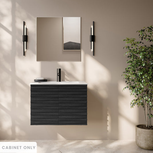 Cascade 30" Wall-Mounted Bathroom Vanity Cabinet without Top in Black Oak