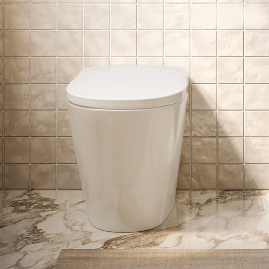 Hugo H Power Flush Tankless Toilet 12" Rough-in 1 GPF Non-Electric ADA Toilet with Integrated Tank in Glossy White