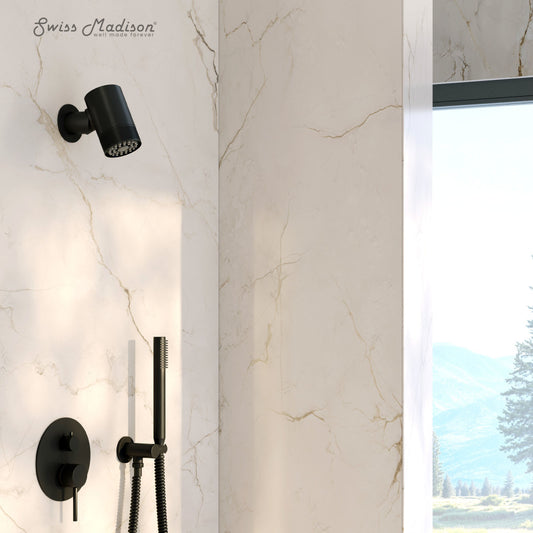 Lumiere 2-Spray Patterns 2.5 GPM Wall Mount Fixed Shower Head in Matte Black