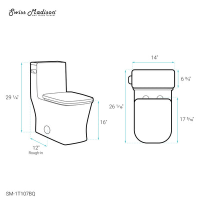 Concorde One Piece Square Left Side Flush Handle Toilet 1.28 gpf in Bisque