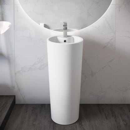Monaco Circular Basin Pedestal Sink in Matte White